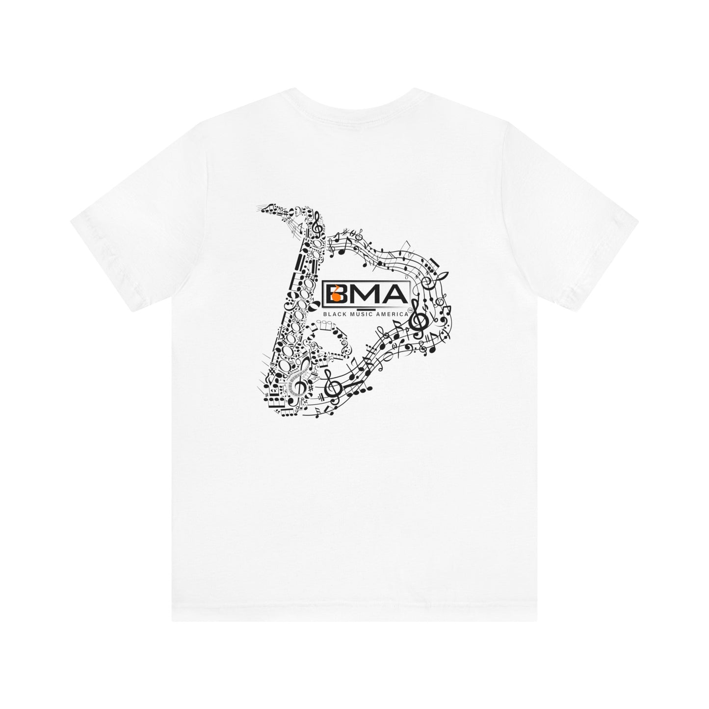 Unisex Jersey Short Sleeve Tee BMA Saxophone Back Design