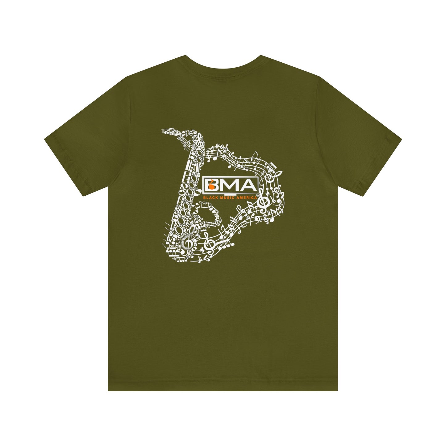 Unisex Jersey Short Sleeve Tee BMA Saxophone Back Design