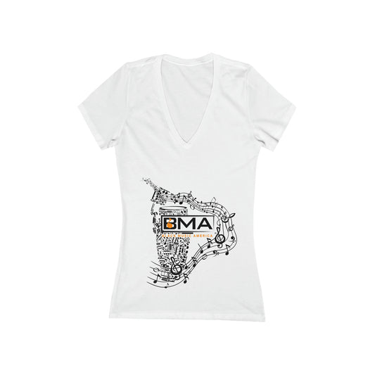 Women's Jersey Short Sleeve Deep V-Neck Tee BMA Bongo Front Design