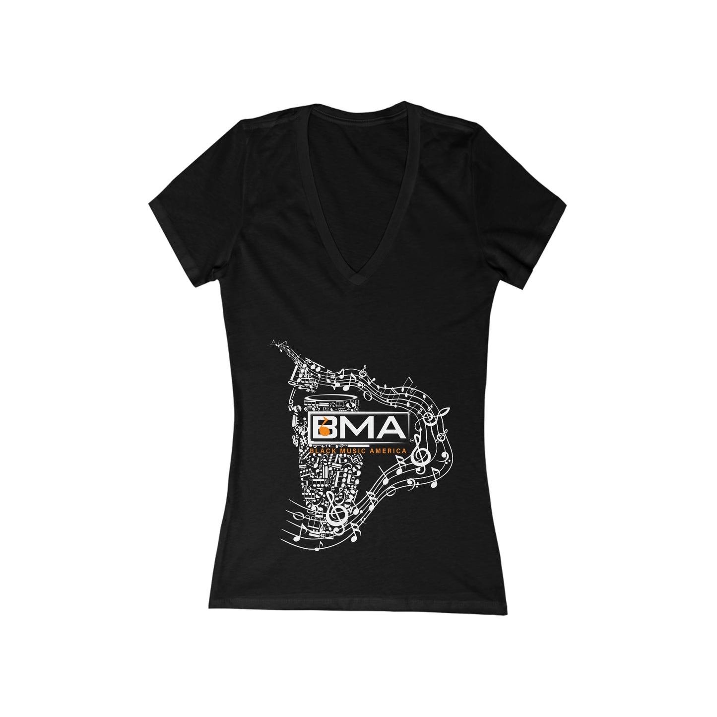 Women's Jersey Short Sleeve Deep V-Neck Tee BMA Bongo Front Design