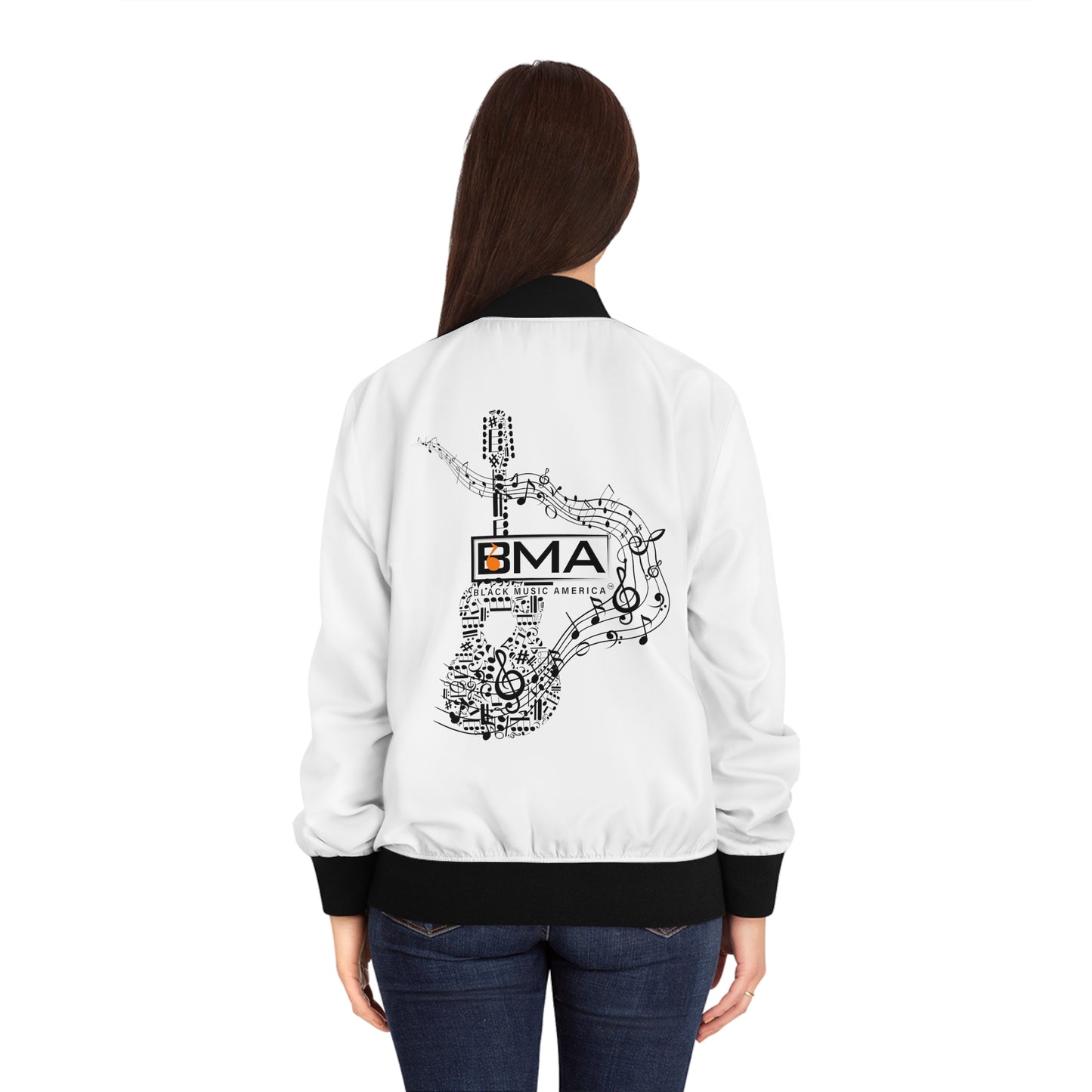 Women's Bomber Jacket BMA Guitar Back Design