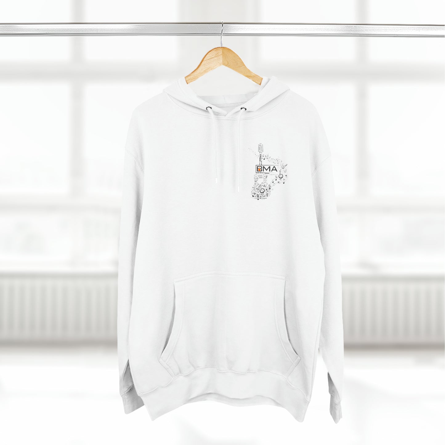 Three-Panel Fleece Hoodie BMA Guitar Front Design