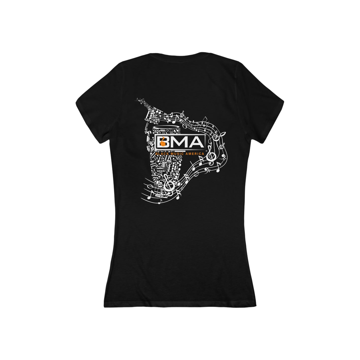 Women's Jersey Short Sleeve Deep V-Neck Tee BMA Bongo Back Design