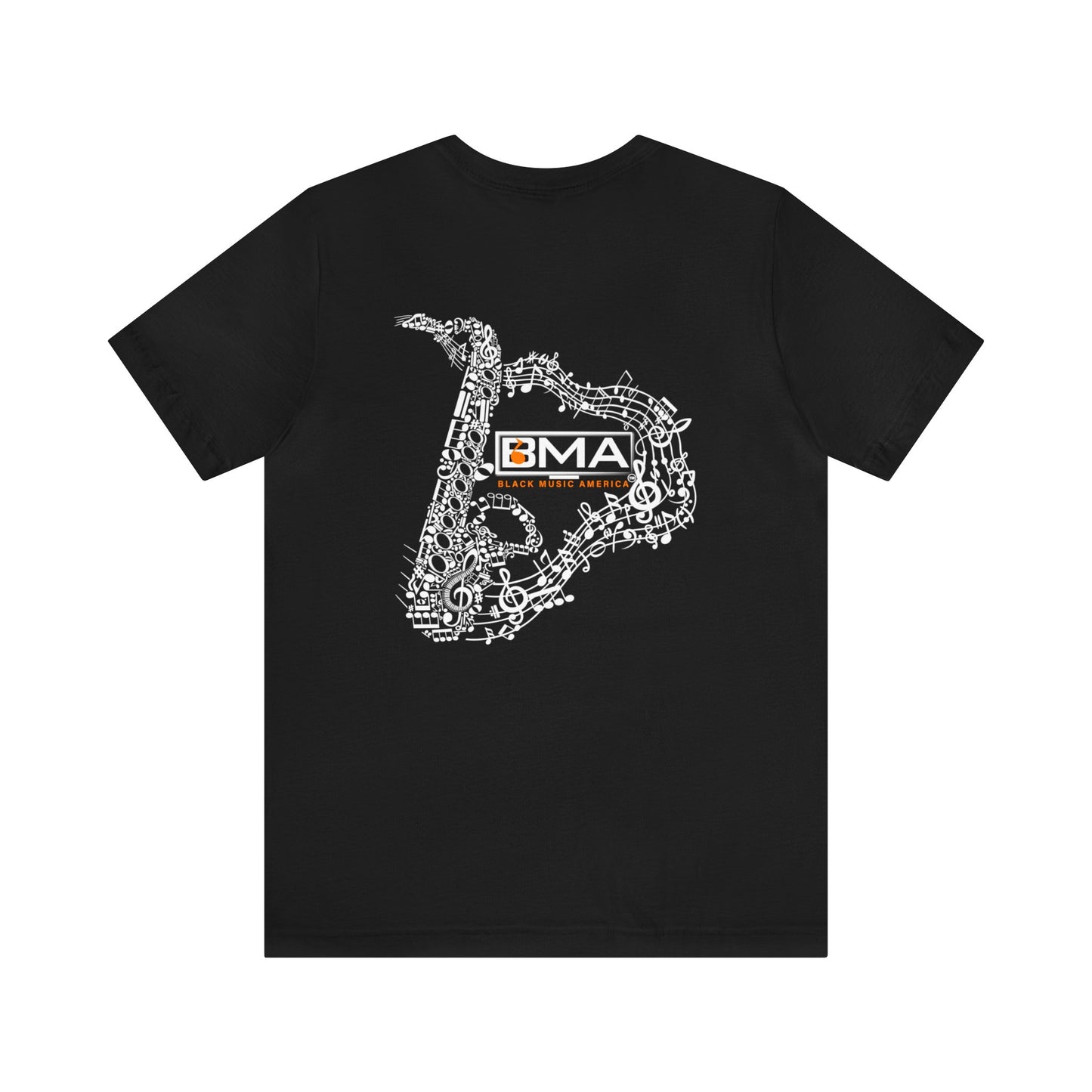 Unisex Jersey Short Sleeve Tee BMA Saxophone Back Design